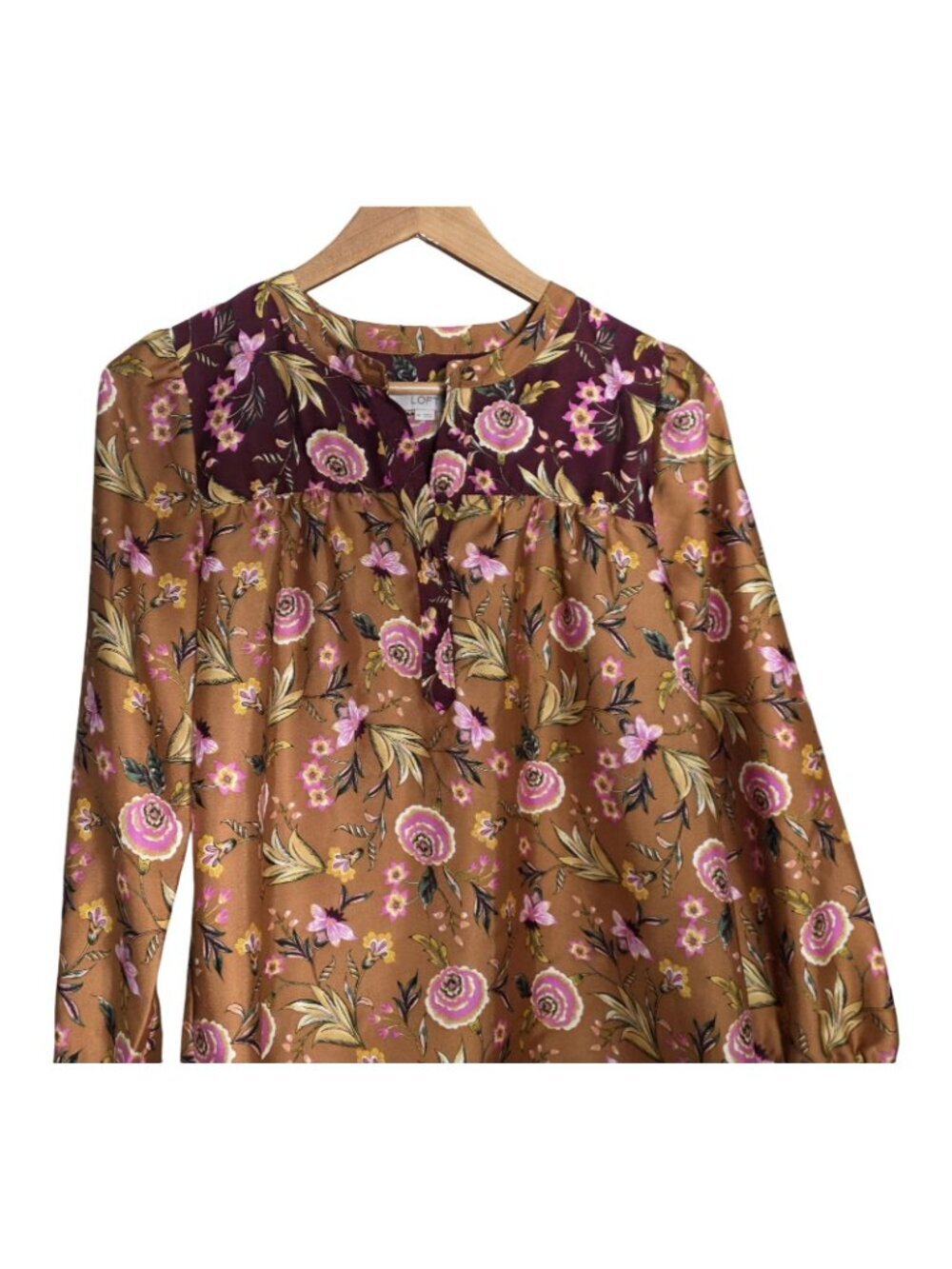 Women's - LOFT Floral Long Sleeve Blouse, Size XS - Picture 4 of 7